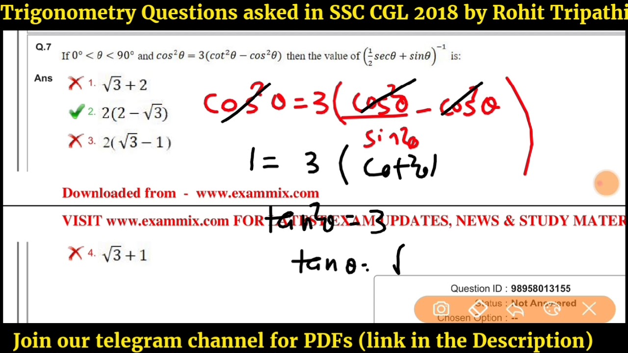 All Trigonometry Questions asked in SSC CGL 2018 | SSC Previous Year Trigonometry Questions