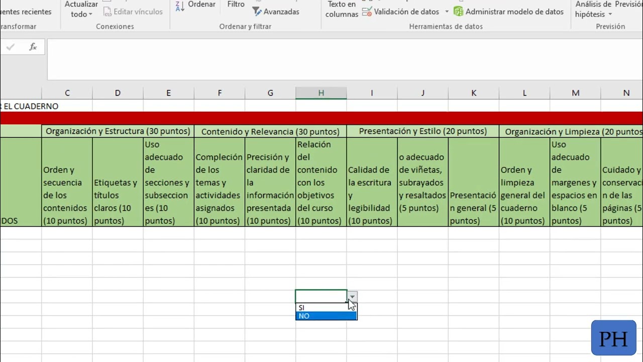 COMO CREAR UNA RUBRICA QUE CALCULE DE FORMA AUTOMATICA EN EXCEL