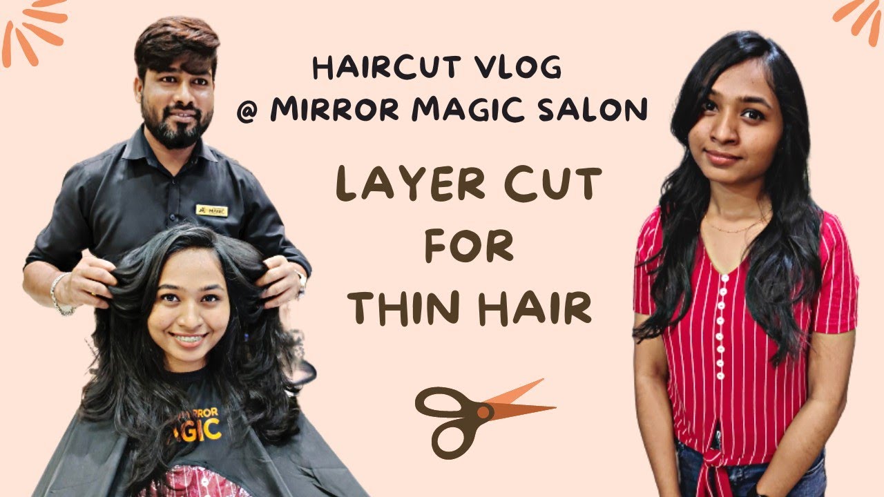 Haircut Vlog|| Layer cut for thin hair|| Mirror magic Salon Edappally||Kochi