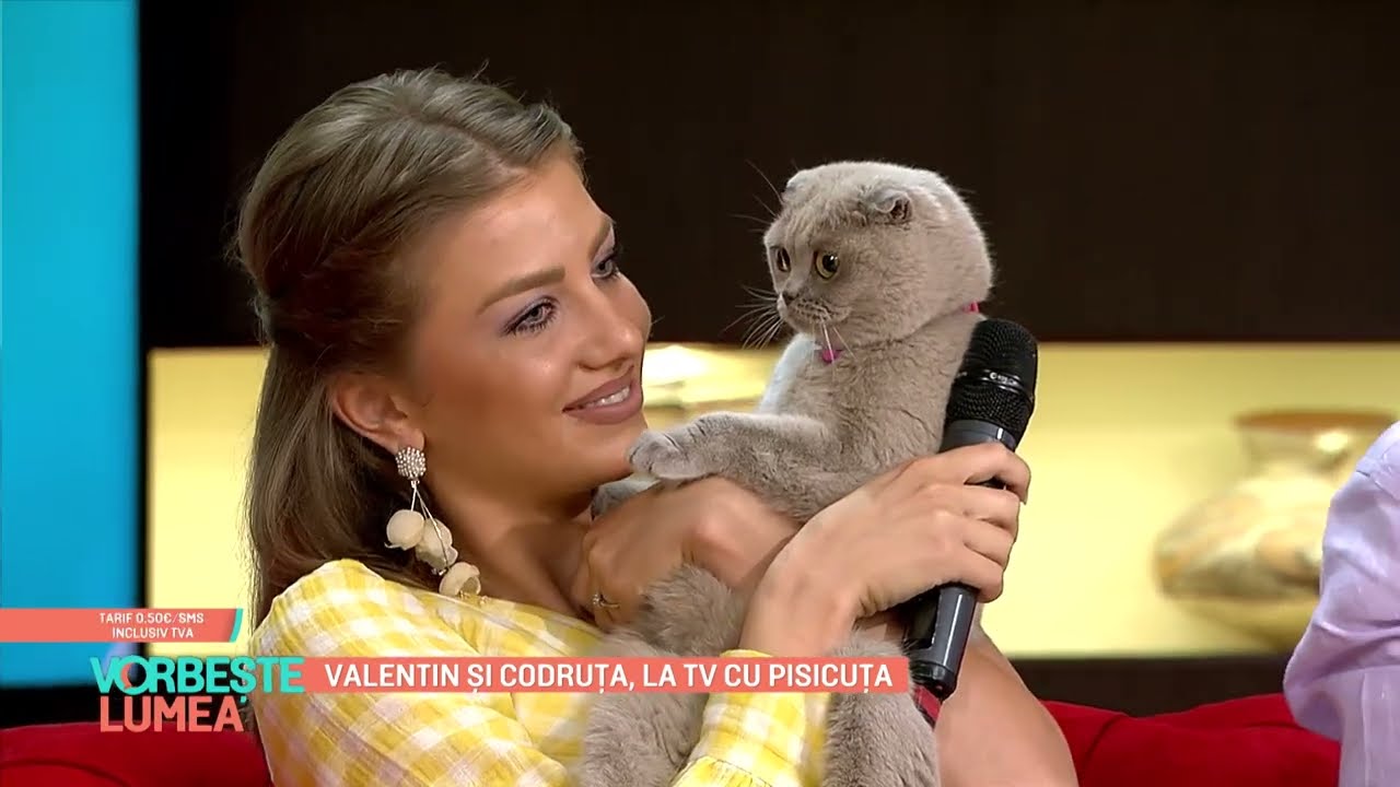 Valentin și Codruța, la TV cu pisicuța