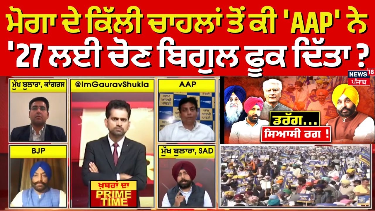 Khabran Da Prime Time  | Moga ਦੇ ਕਿੱਲੀ ਚਾਹਲਾਂ ਤੋਂ ਕੀ 'AAP' ਨੇ '27 ਲਈ ਚੋਣ ਬਿਗੁਲ ਫੂਕ ਦਿੱਤਾ ? CM Mann