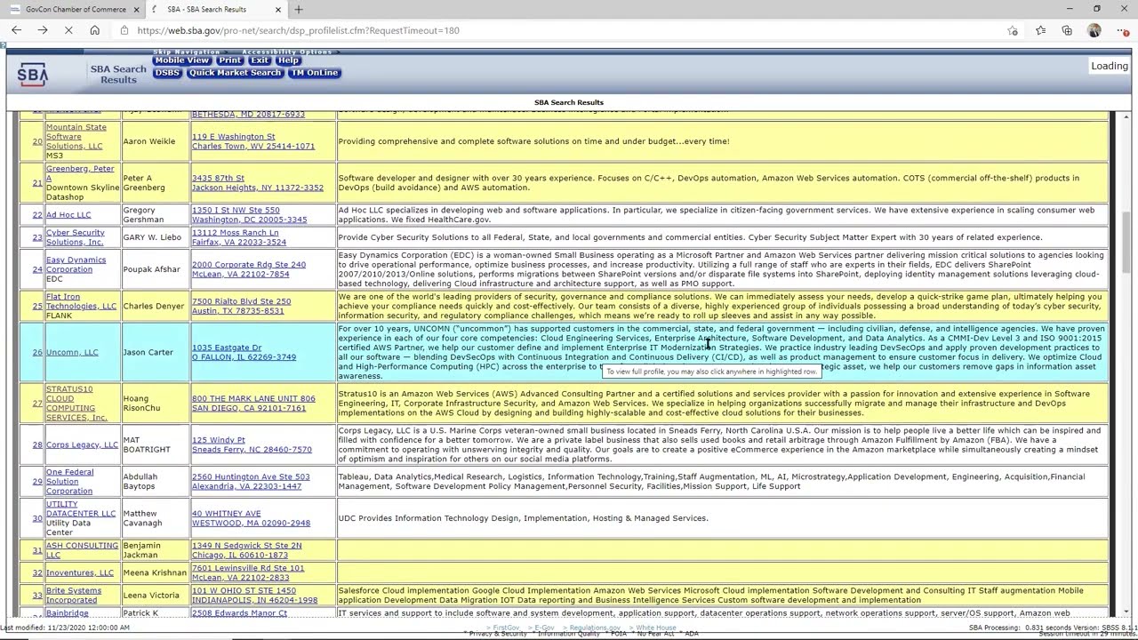 Dynamic Small Business Search (DSBS) | Past Experience Section | Business Development Neil McDonnell