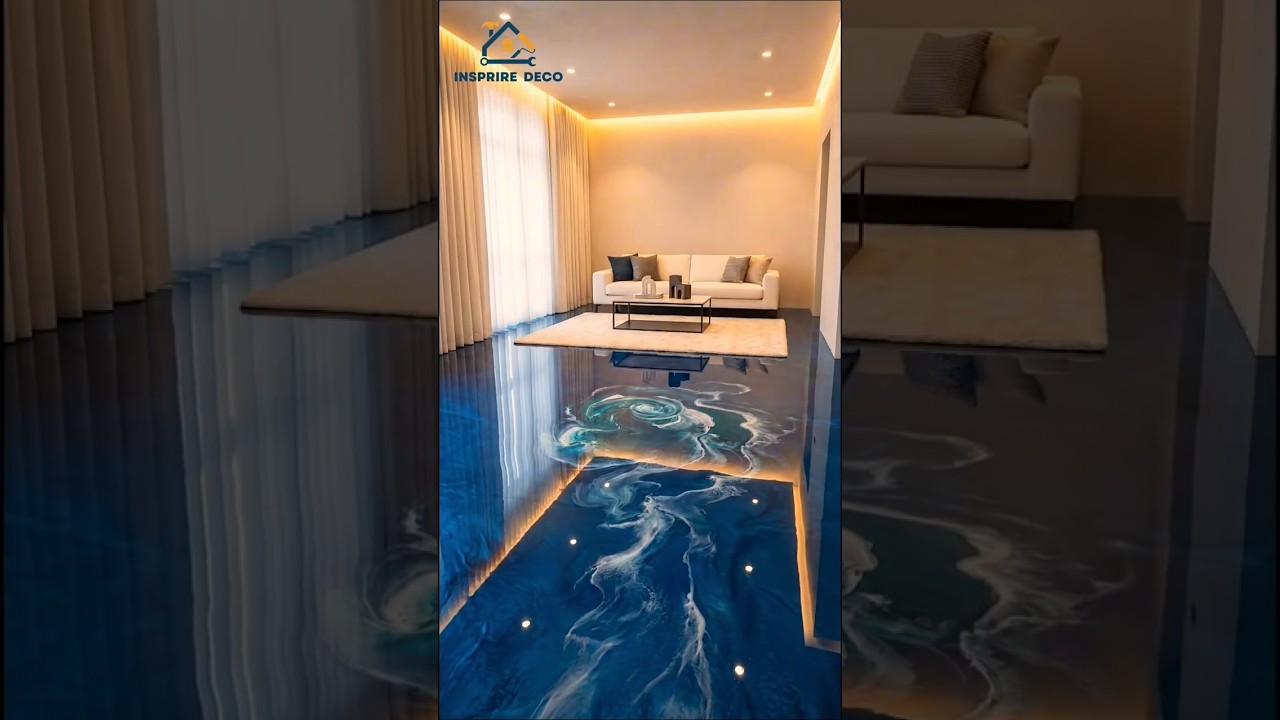 Wow… This High Gloss 3D Floor Illusion Living Room Makeover is Insane 🤯✨
