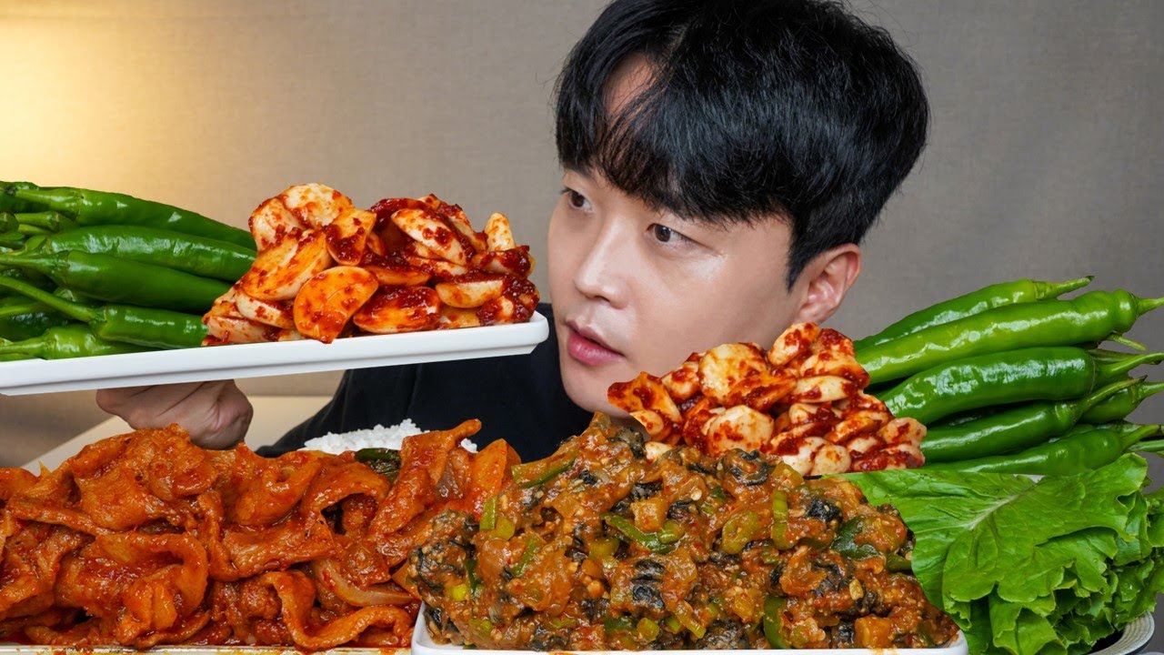 아내표 집밥🍚 제육볶음 마늘김치 땡초 강된장 쌈밥 요리 먹방 SPICY STIR-FRIED PORK & GARLIC KIMCHI & ASMR MUKBANG EATING SHOW