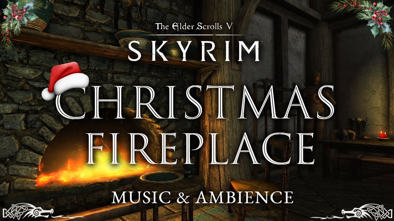 Christmas Fireplace | Peaceful Skyrim Music & Ambience | 3 Hours