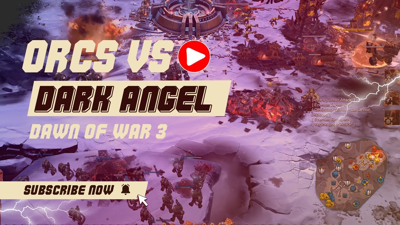 Dark Angel Army vs orcs 3vs3 HARD - No limit Mods  - Warhammer 40K Dawn Of War 3