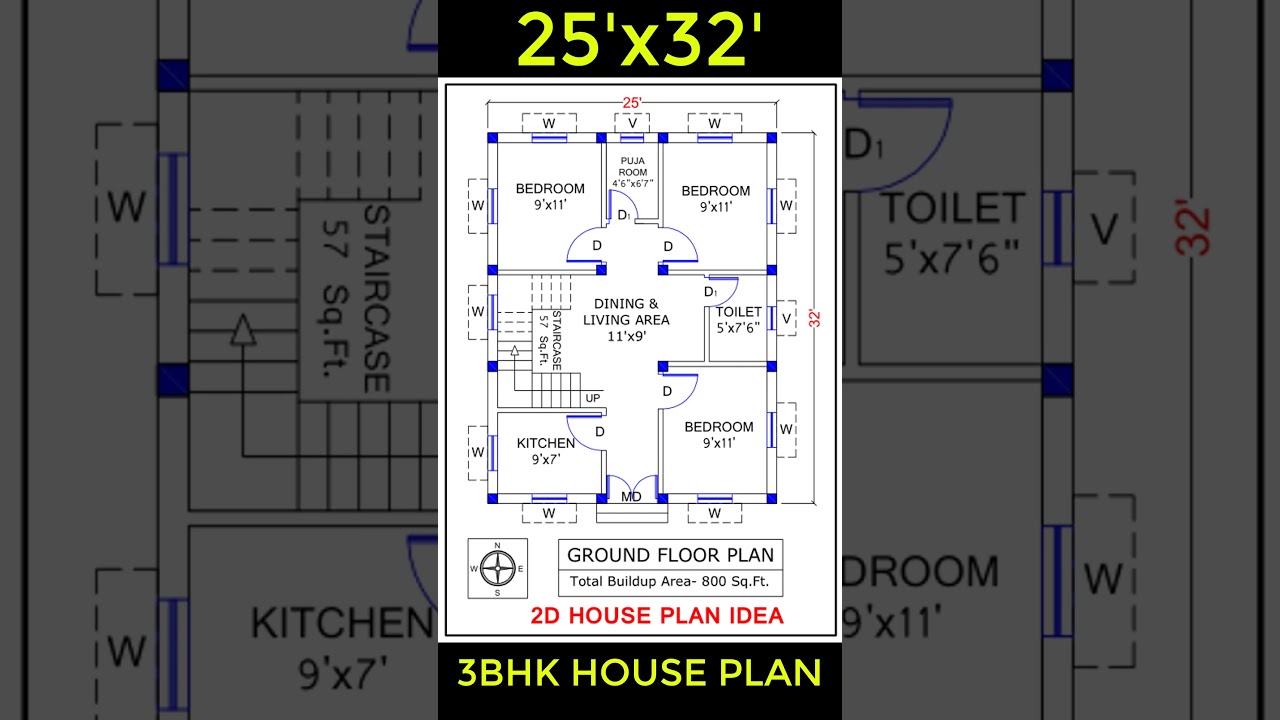 800 Sq. Ft. House Plan Design || 25'x32' House Plans ||
