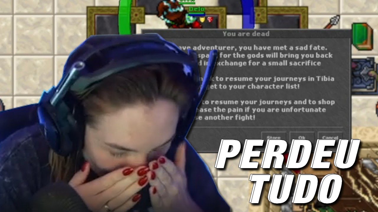 Mulher cai em armadilha do chat em LIVE e perde todos os item no TIBIA