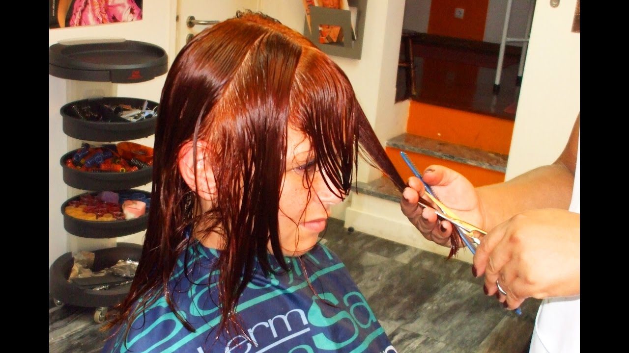 From blonde to red hair with a new sexy haircut