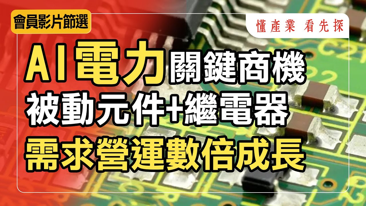 AI伺服器關鍵電力元件，被動元件、繼電器隱形大商機！鎖定【懂產業 看先探】