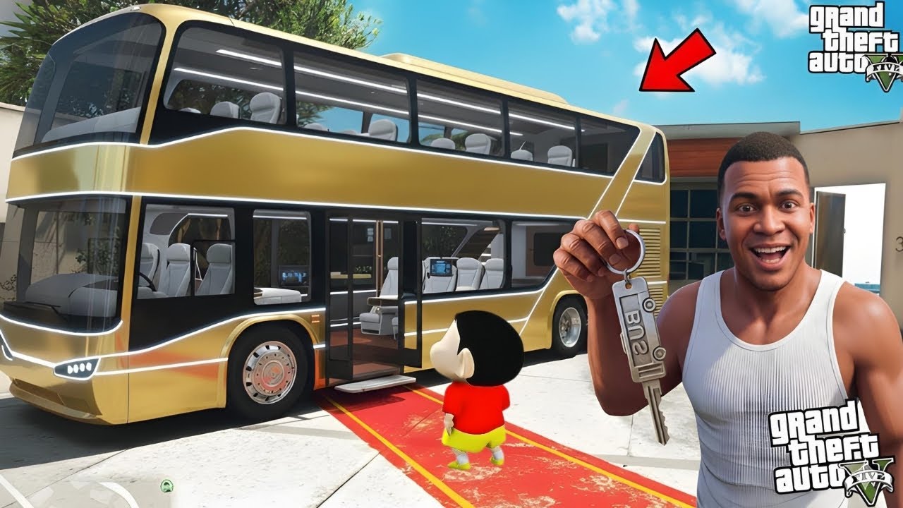 GTA 5 : Franklin & Shinchan Most Expensive Luxurious Bus Ever in GTA 5 ! Tamil