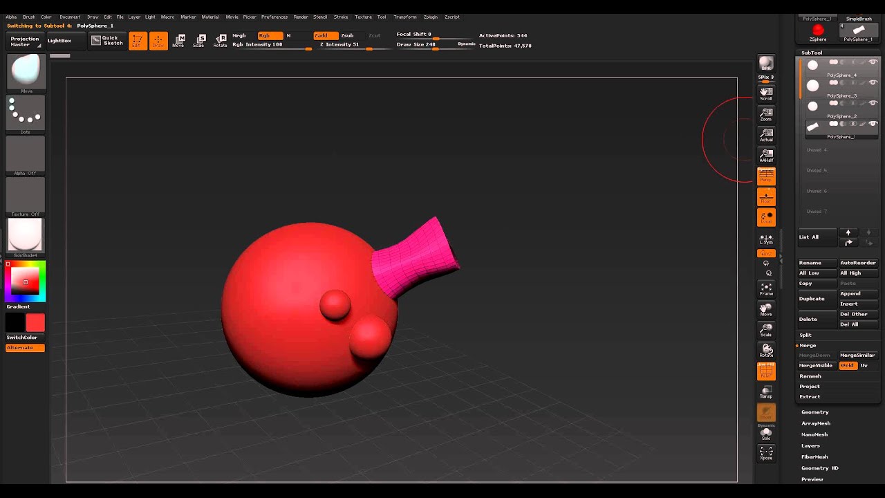 How to use Subtools in Zbrush