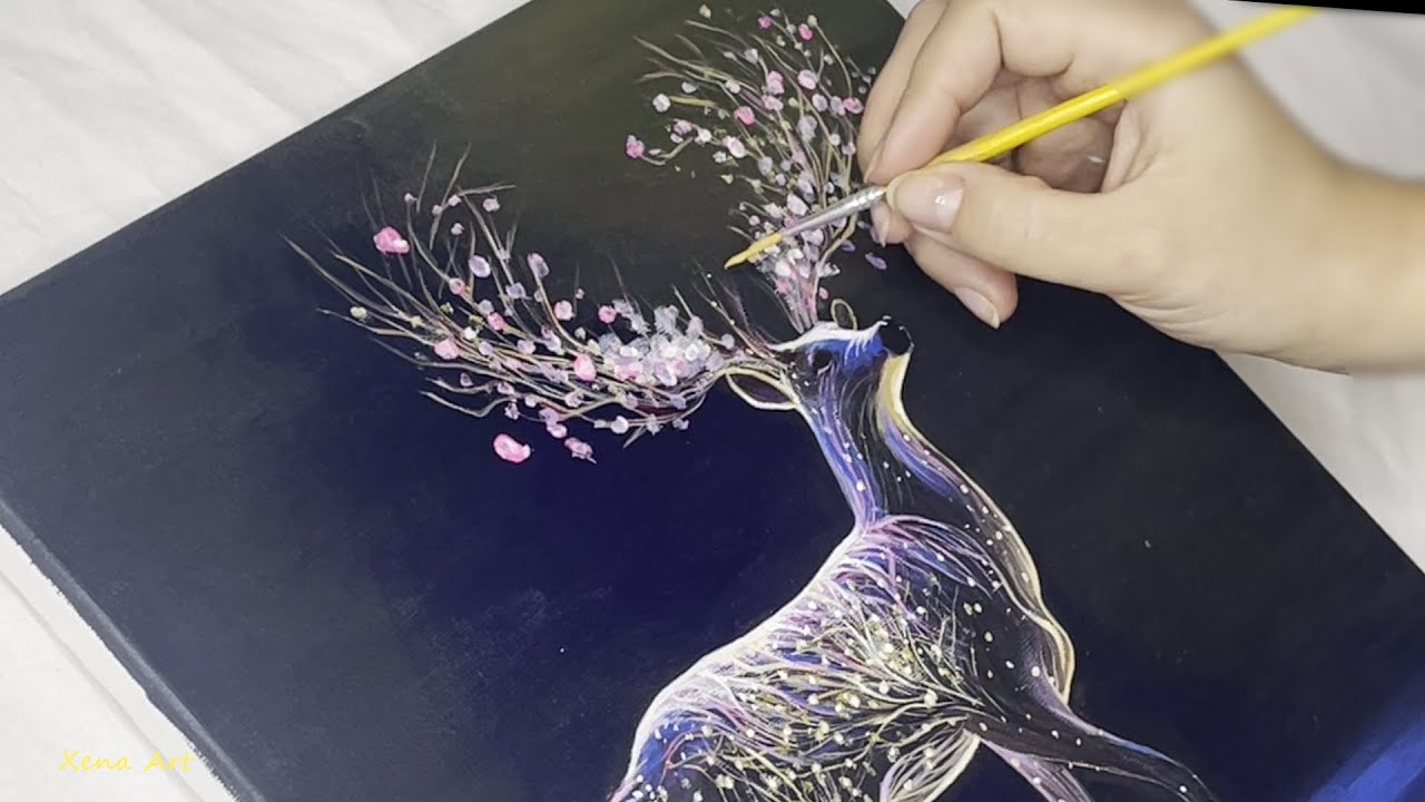 Painting a Dreamy Fantasy Deer | Acrylic Art on Canvas #274
