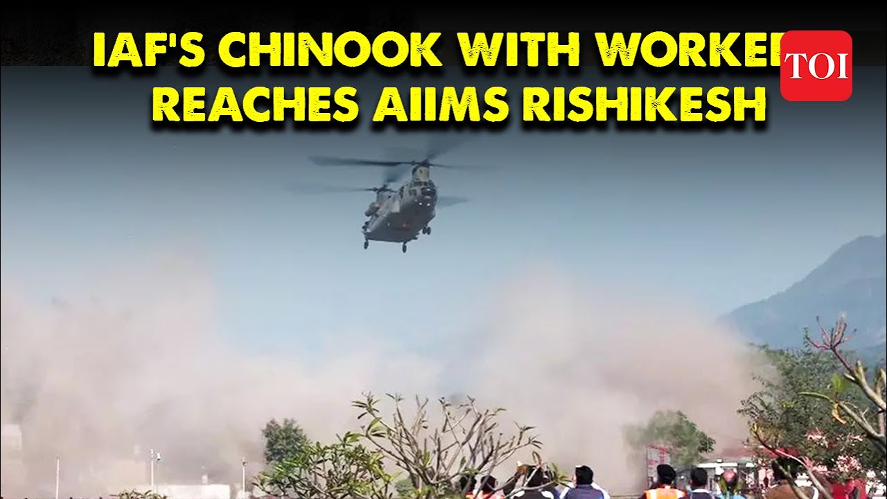 Watch: IAF&rsquo;s Chinook aircraft takes 41 rescued workers to AIIMS Rishikesh | Uttarkashi Tunnel Rescue