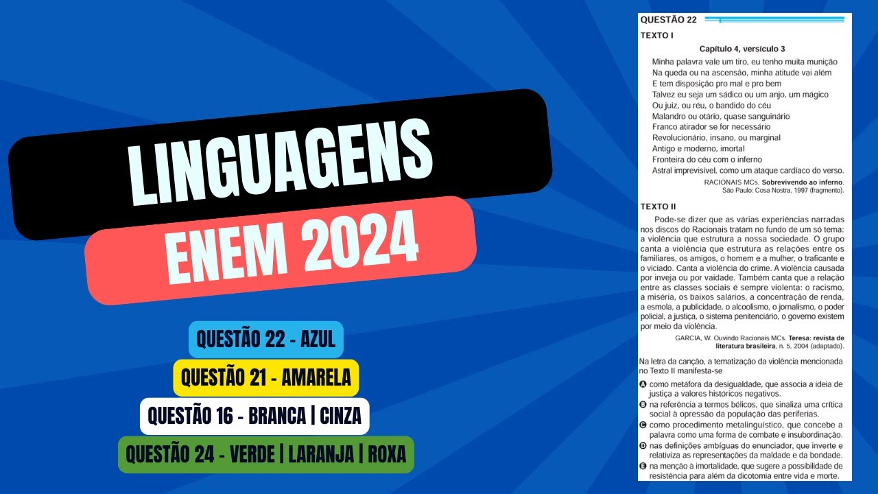 Resolução questão 22 (PROVA AZUL) | Linguagens ENEM 2024