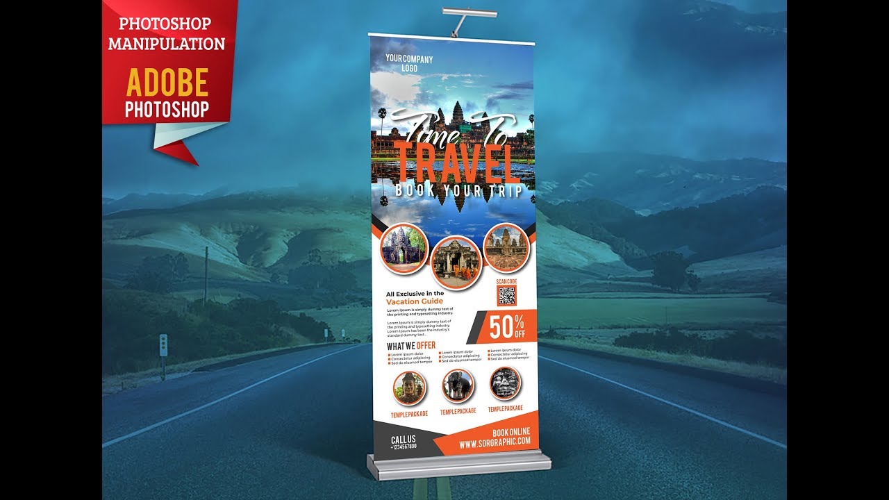 How to make professional Travel Roll up Banner | Illustrator Tutorials