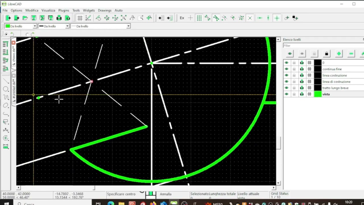 CAD LIBRECAD : Usa la funzione fillet per raccordare.