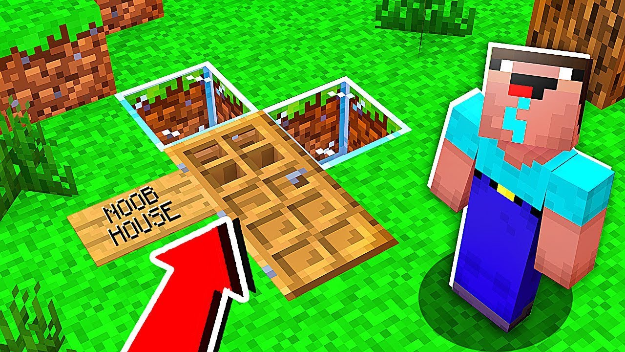Minecraft NOOB vs PRO: HOW NOOB BUILD THIS SECRET UNDERGROUND HOUSE IN VILLAGE! 100% TROLLING