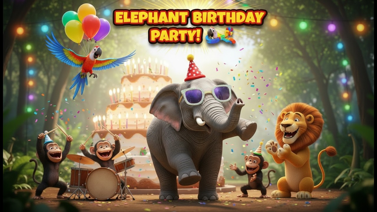 Hathi Ka Birthday Aaya 🎂🐘 | Jungle Birthday Song | Animal Cartoon Song for Kids