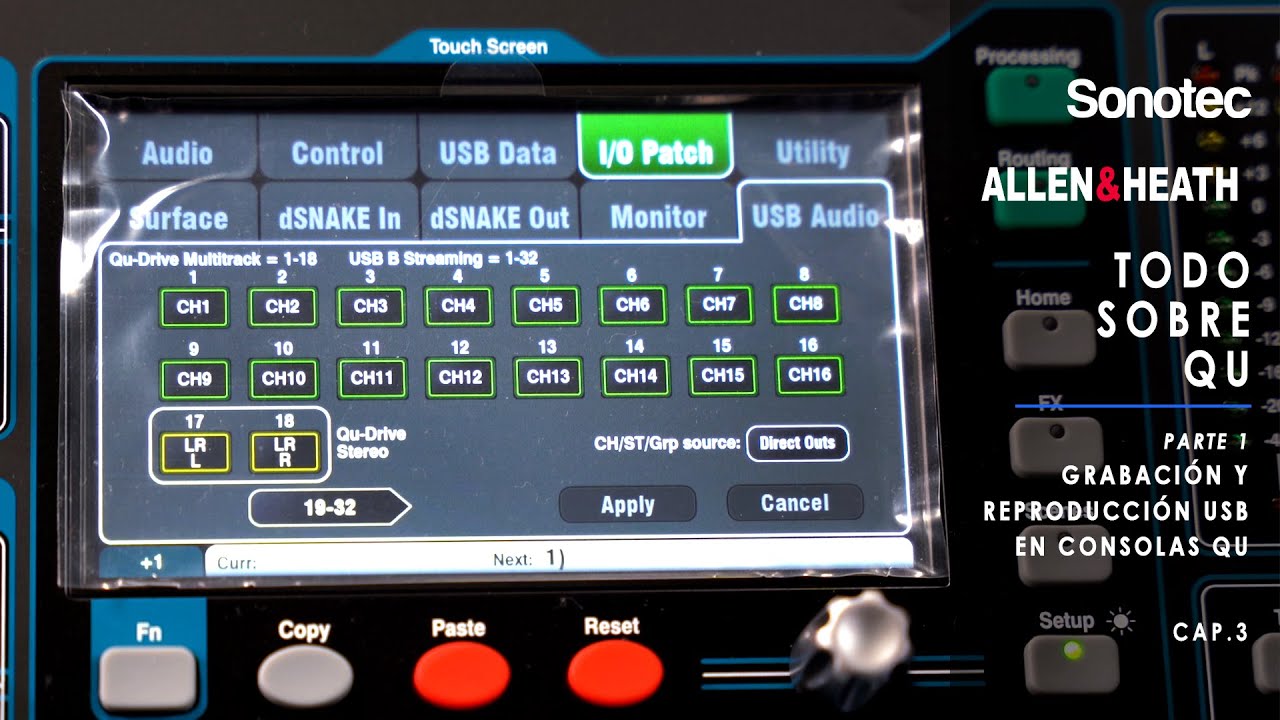 ALLEN & HEATH - Preparación y configuración para grabación USB en consolas QU