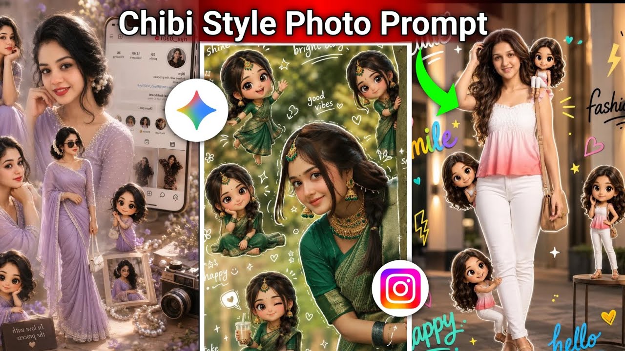 Chibi Cartoon Style AI Photo Editing Prompts 2026 🔥 Gemini+ChatGPT से Viral Cartoon Photos बनाओ