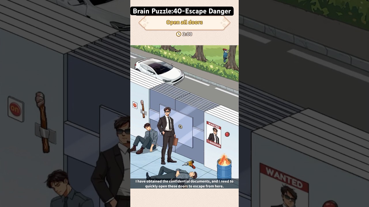 Brain Puzzle:Tricky Quest - Level: ESCAPE DANGER - Open all doors.