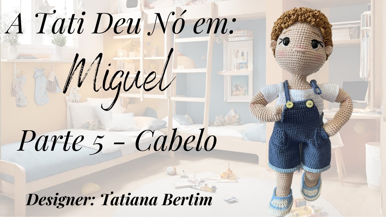 Passo a passo do boneco amigurumi Miguel - Cabelo - parte 5