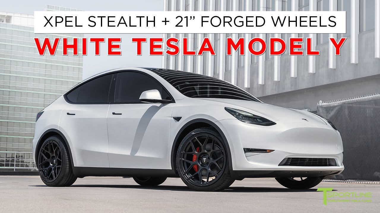 Pearl White Tesla Model Y Performance Protected with Xpel Stealth Paint Protection Film
