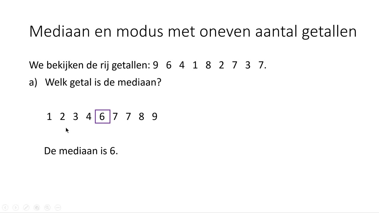 Mediaan en modus met oneven aantal getallen (3 VMBO-KGT)