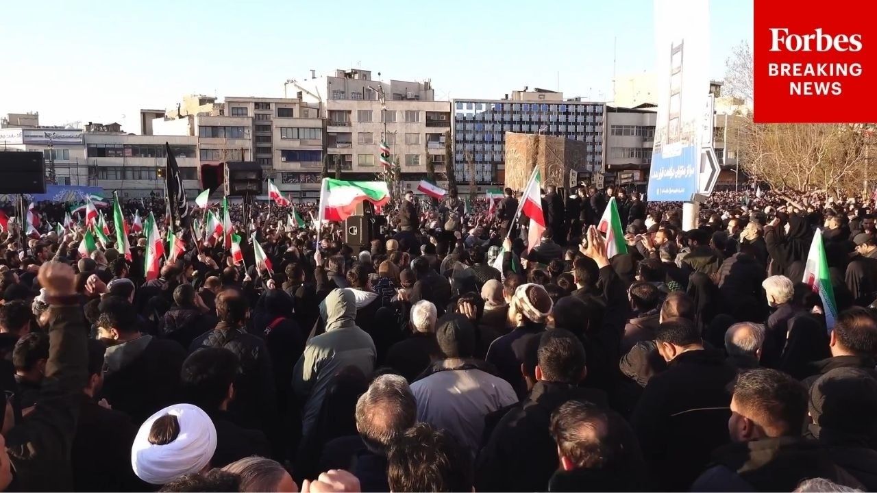 Demonstrators Gather In Tehran After Assassination Of Iranian Supreme Leader Ali Khamenei