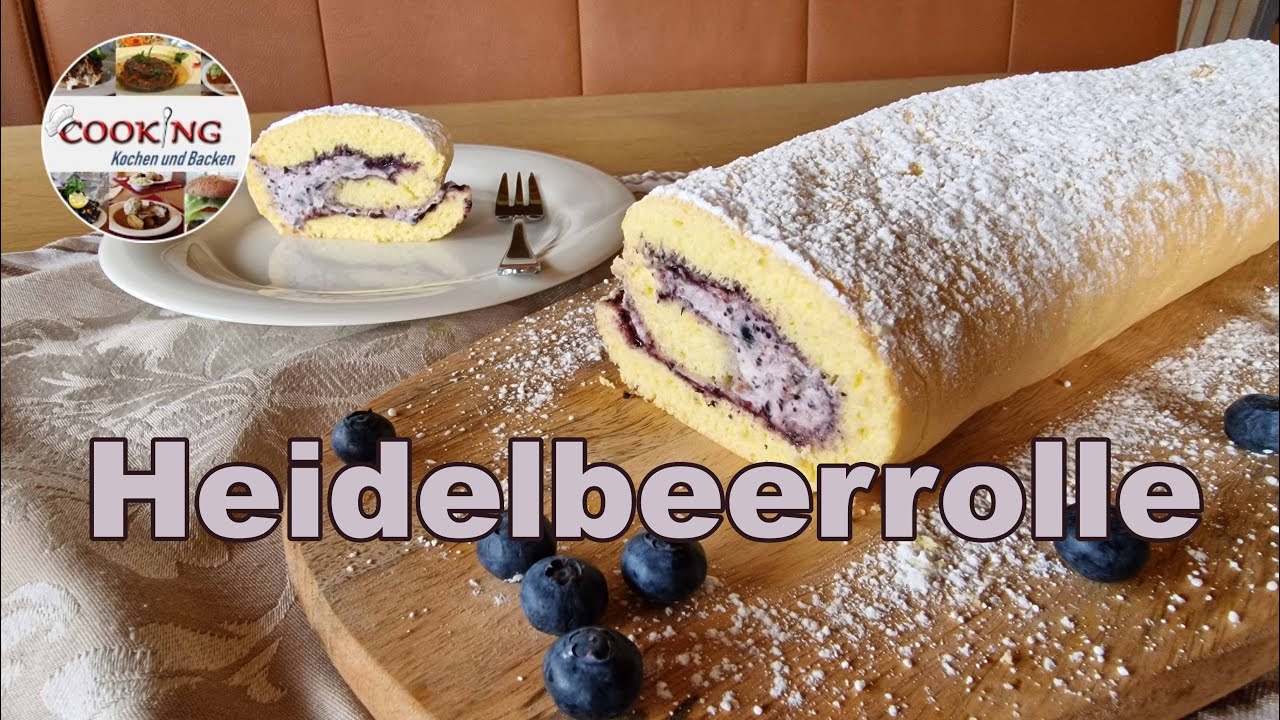 Heidelbeerrolle | Blaubeerrolle | Backen mit Heidelbeeren | Blaubeerkuchen | Heidelbeerroulade