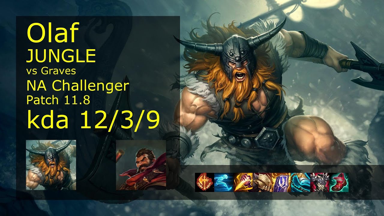 Olaf vs Graves Jungle - NA Challenger 12/3/9 Patch 11.8 Gameplay