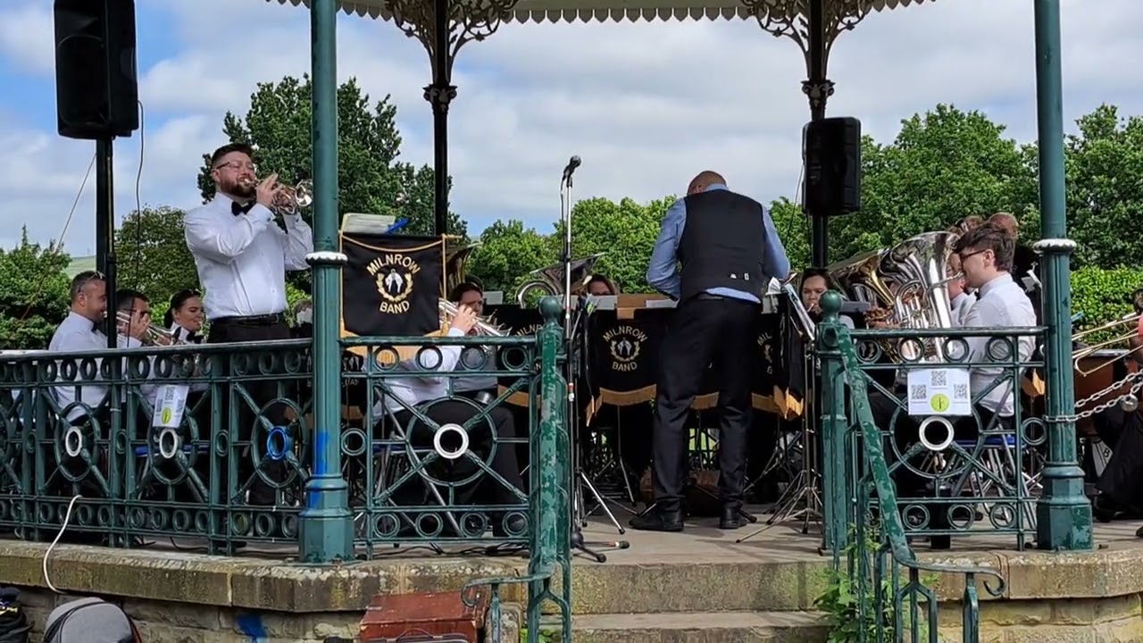 Milnrow Band performing Live And Let Die in Hare Hill Park, Littleborough.