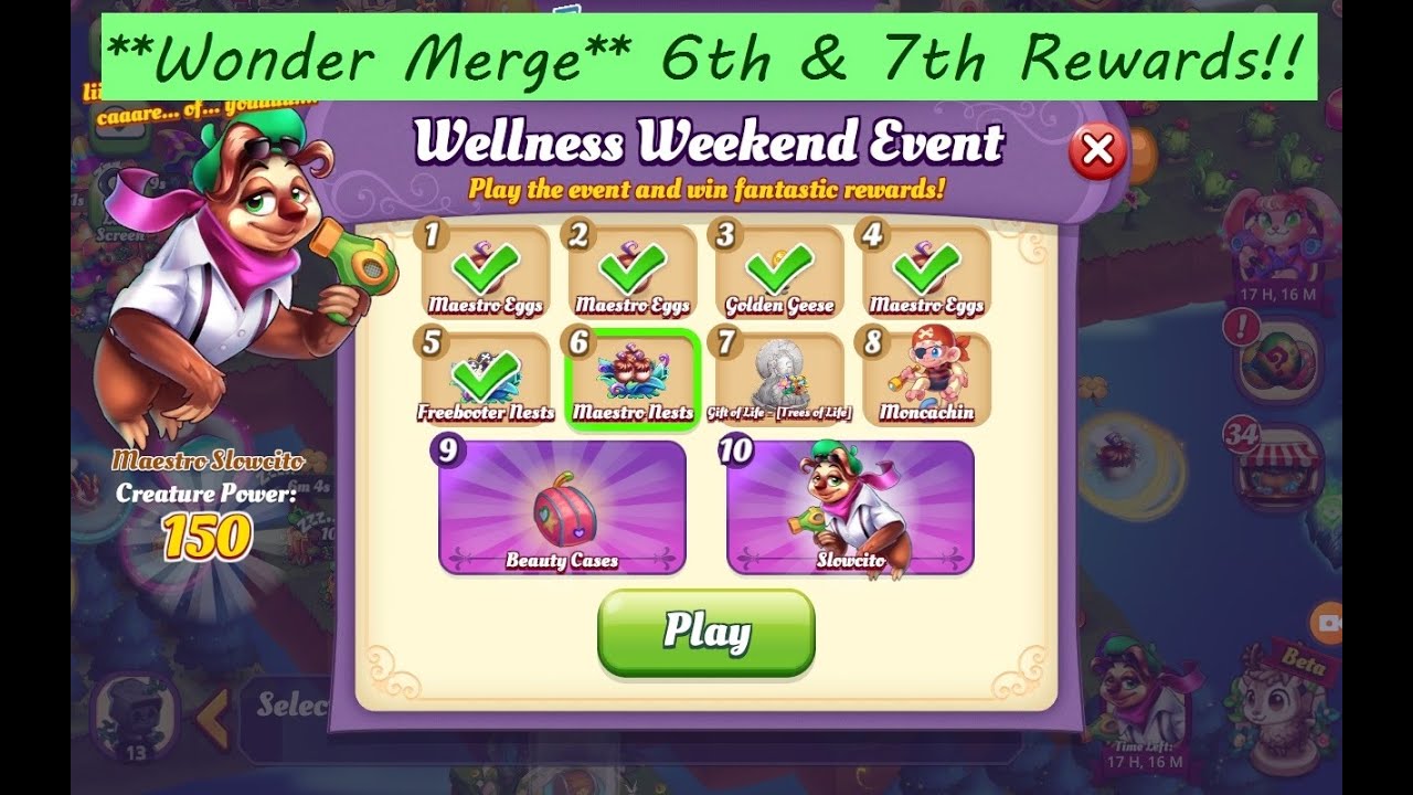 Wonder Merge **Wellness Weekend Event** 6th and 7th Rewards!