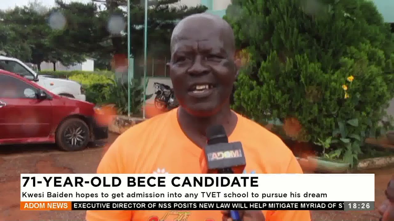 71-year-old BECE Candidate - Kwesi Baiden hopes to get admission into any TVET school - Adom TV News