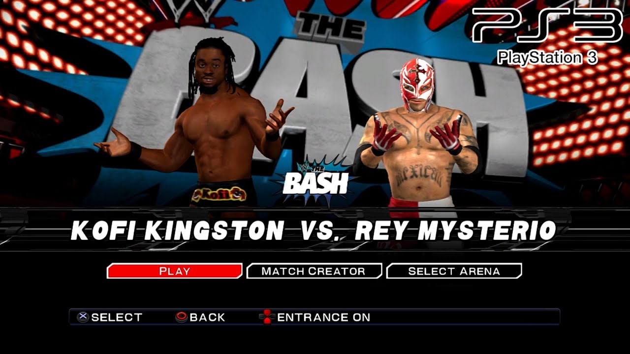 WWE SmackDown VS Raw 2011 PS3 - Kofi Kingston VS Rey Mysterio [2K][mClassic]