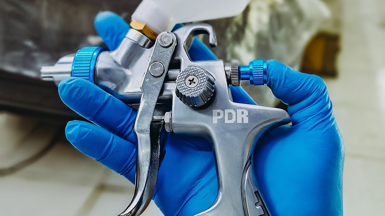 Pistola PDR Pro 530 Aplicação de Verniz , Verniz Anjo Carbon HS pintando  carro