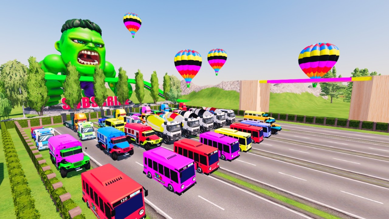 TRANSPORTING ALL, POLICE CARS, AMBULANCE, BUS TAYO, FIRE TRUCK OF COLORS! WITH TRUCKS! - FS 22