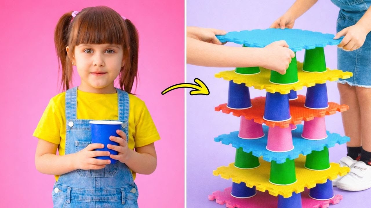 🎉 Wah Seru! 😃 Ayo Buat Menara Gelas Kertas Warna-warni yang Unik! 🌈✨