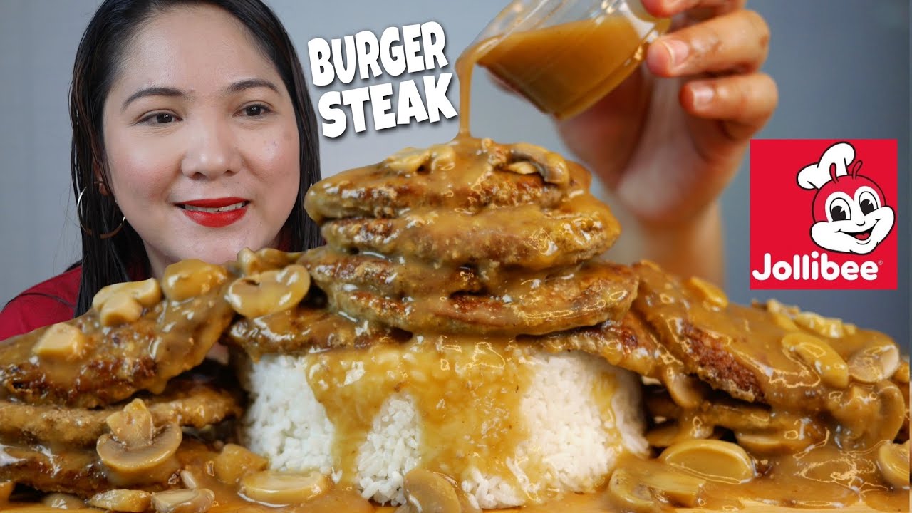 JOLLIBEE BURGER STEAK + ISANG KALDERONG KANIN AT MALAMIG NA COKE MUKBANG