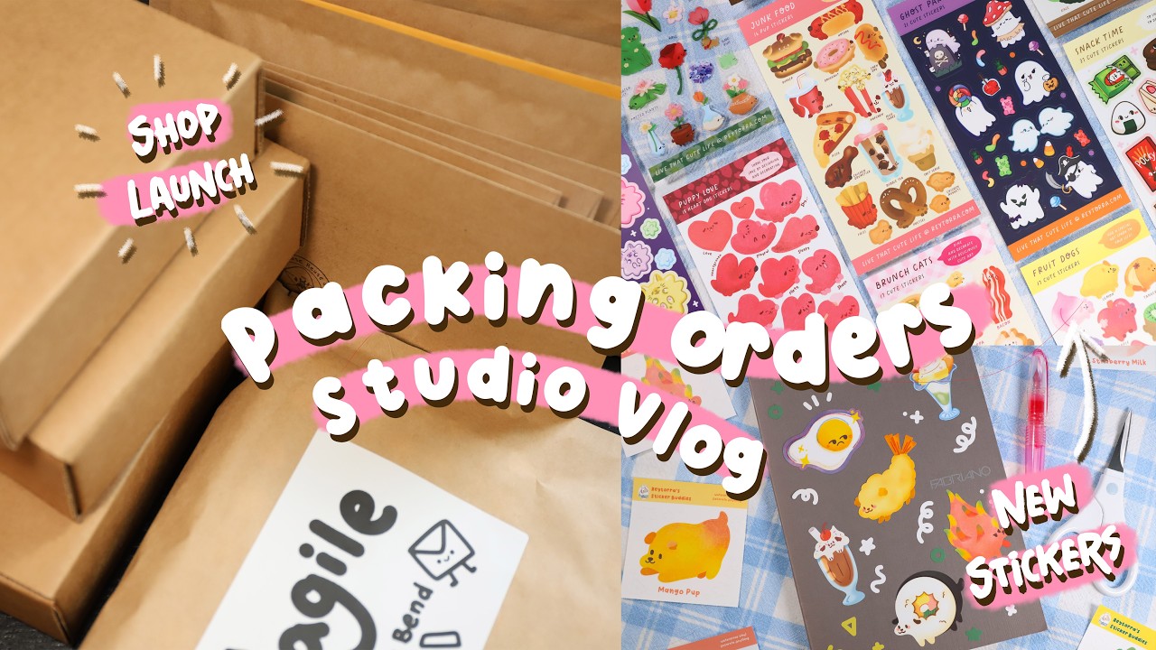 Packing Orders 📬 🩷 Cute Art Business Vlog I  Shop Launch, ASMR + Music