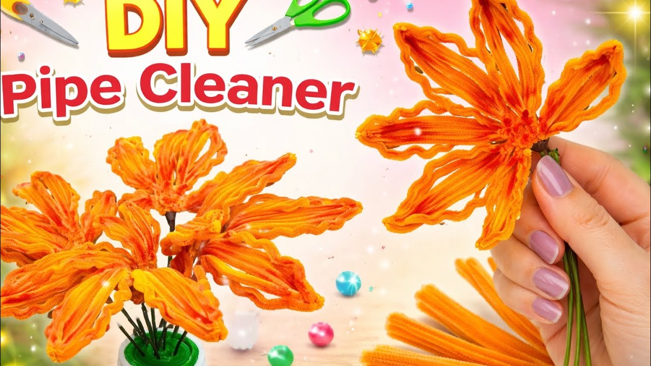 DIY Pipe Cleaner Flowers 🌼 Easy Craft for Beginners #DIYPipeCleaner #PipeCleanerCraft #tutorial