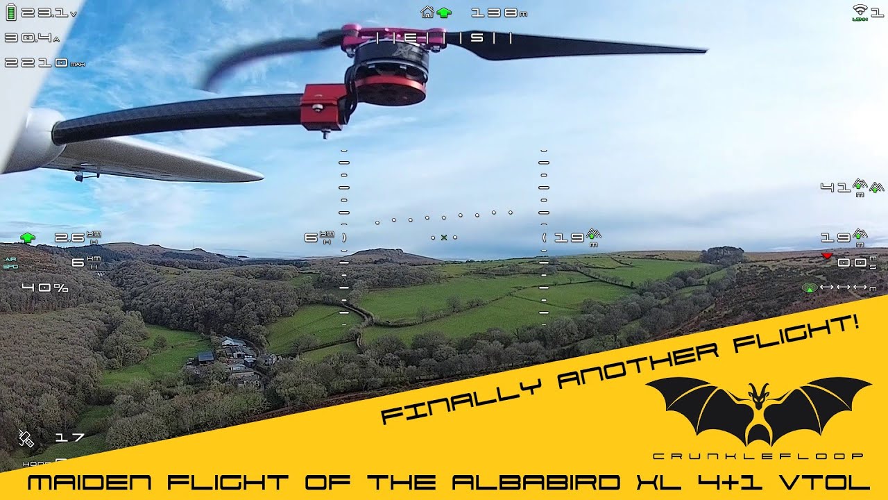 Finwing Albabird XL 1500mm 4+1 VTOL -  Maiden flight with transition