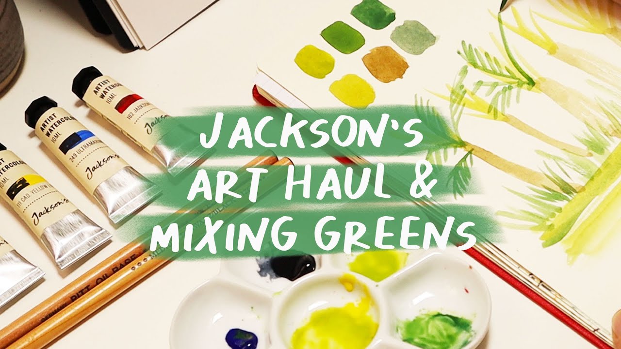 Swatching in my sketchbook and mixing greens | Jackson's Art watercolours
