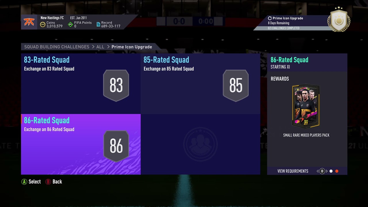 Prime Icon Upgrade SBC FIFA 21