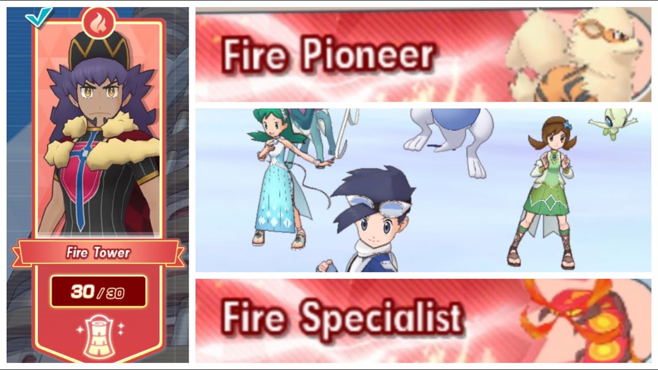 Pokemon Masters EX: Pasio Fire Tower захвачены последние этажи 28-30