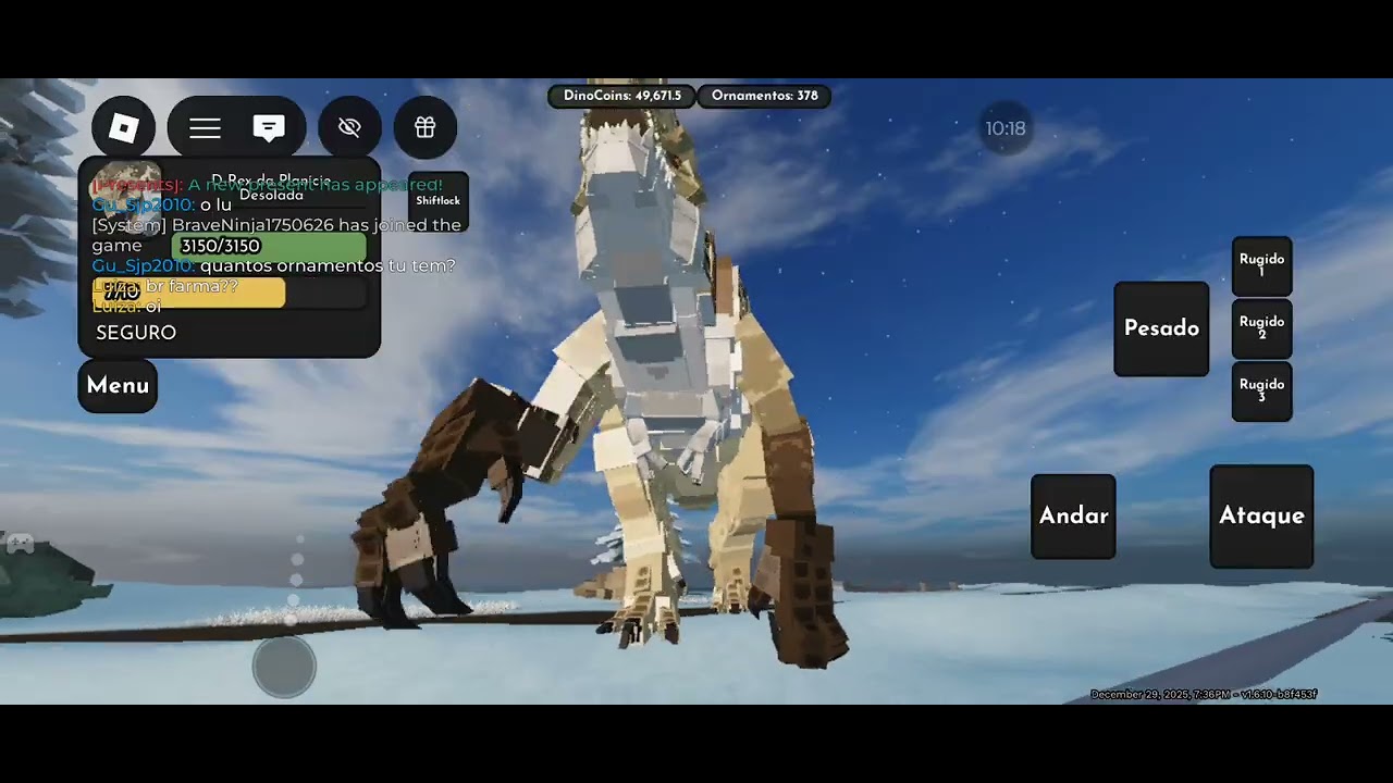 Mostrando as novas  skins e dinossauro no no jurassic blocky! Vamos aos 110, inscritos por favor🙏