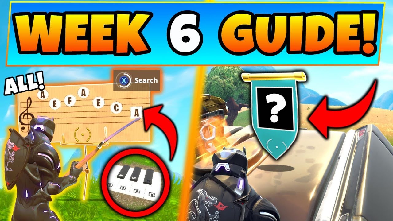 Fortnite WEEK 6 CHALLENGES GUIDE! - SHEET MUSIC Locations, Secret Banner (Battle Royale Season 6)