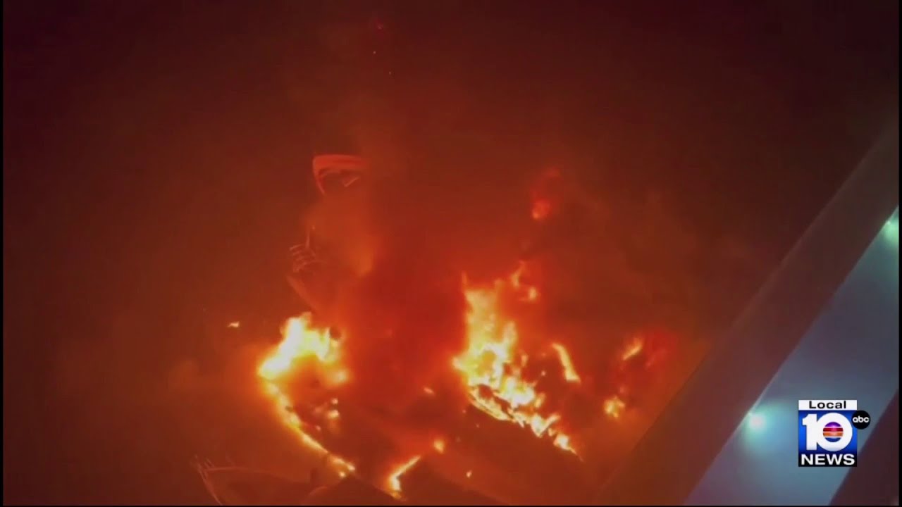 Luxury yachts go up in flames in Sunny Isles Beach